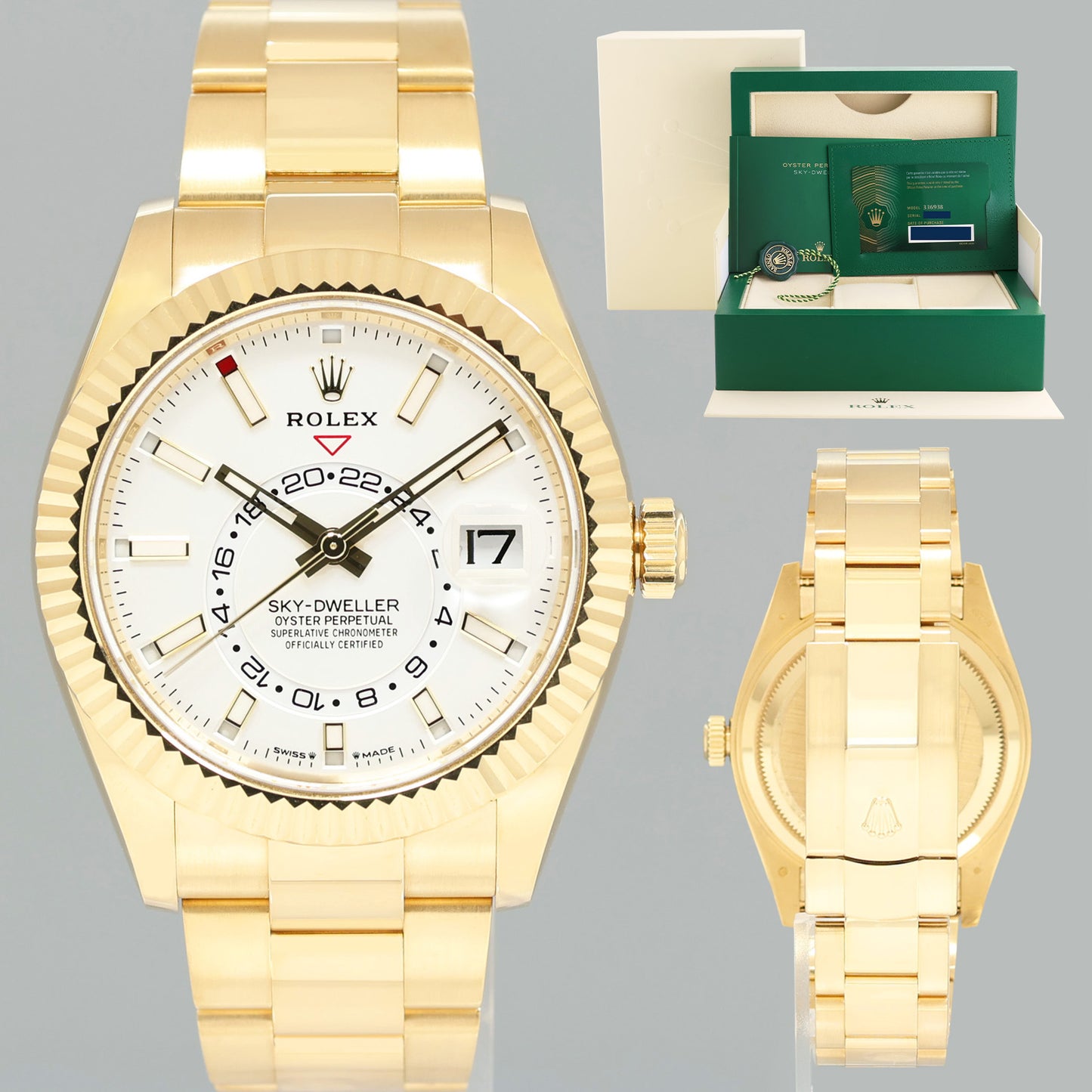 2024 NEW PAPERS Rolex Sky-Dweller Yellow Gold White Stick 336938 Watch Box