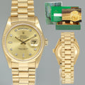 MINT DIAMOND Rolex President Day Date 18038 Yellow Gold Champagne Quickset Watch