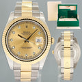 2015 MINT Rolex Datejust II 2 Champagne Diamond 116333 Two-Tone Yellow Gold Watch