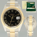 PAPERS MINT Rolex Datejust 2 Black Roman 116333 Two-Tone Yellow Gold Oyster Watch