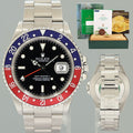 1999 MINT PAPERS Rolex GMT-Master II Pepsi Blue Red Steel 16710 40mm Watch Box