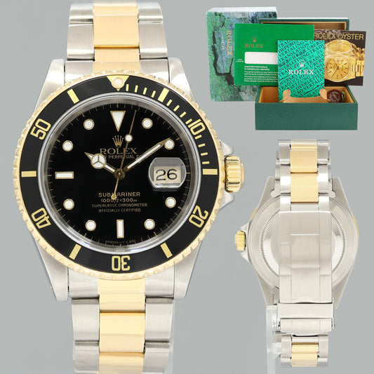 Rolex Submariner 16613 Gold Steel Yellow Gold Two Tone Black Watch Box