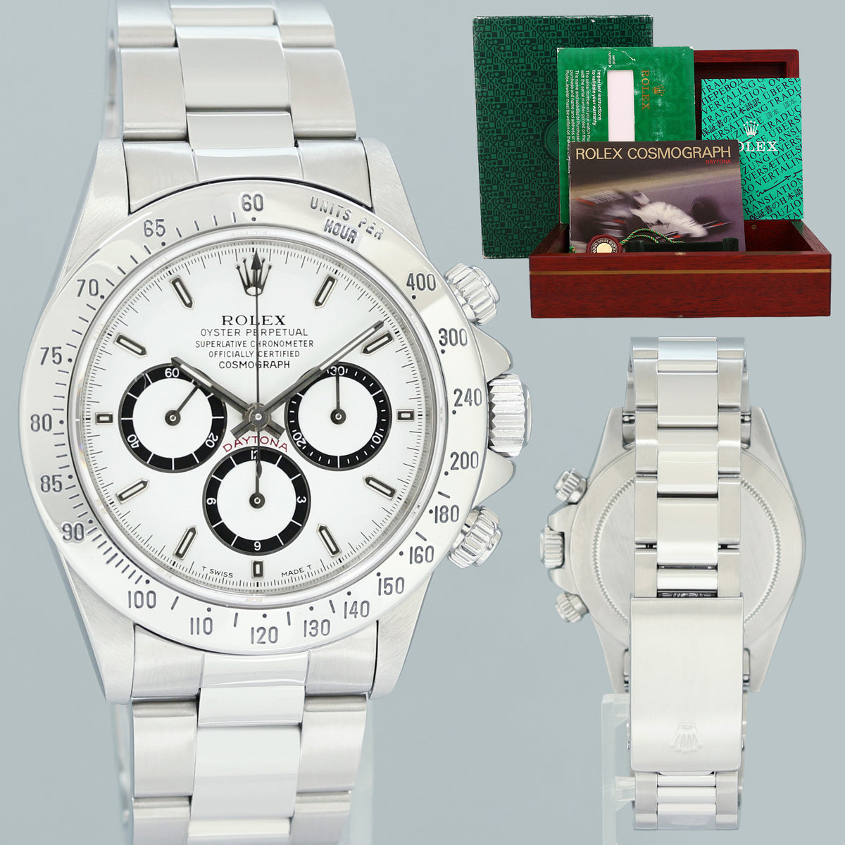 1991 Rolex 16520 Zenith Daytona Tritium White Inverted 6 40mm Chrono Watch Box
