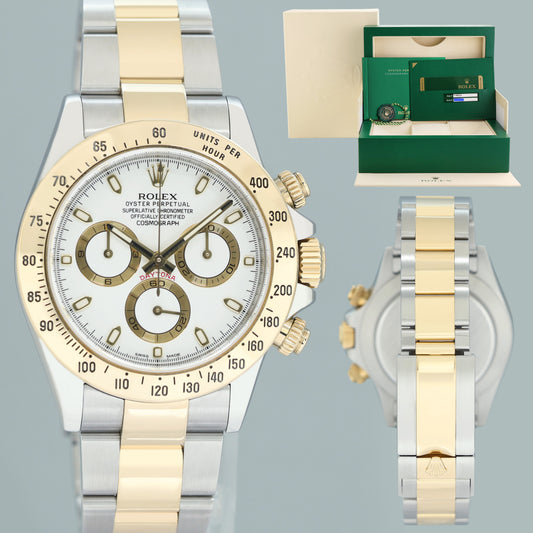 2013 PAPERS MINT Rolex Daytona 116523 White Dial Steel Yellow Gold Two Tone Watch Box