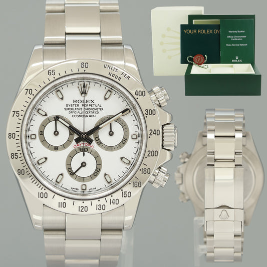 2009 MINT Rolex Daytona 116520 White APH Chronograph Steel 40mm Watch Box