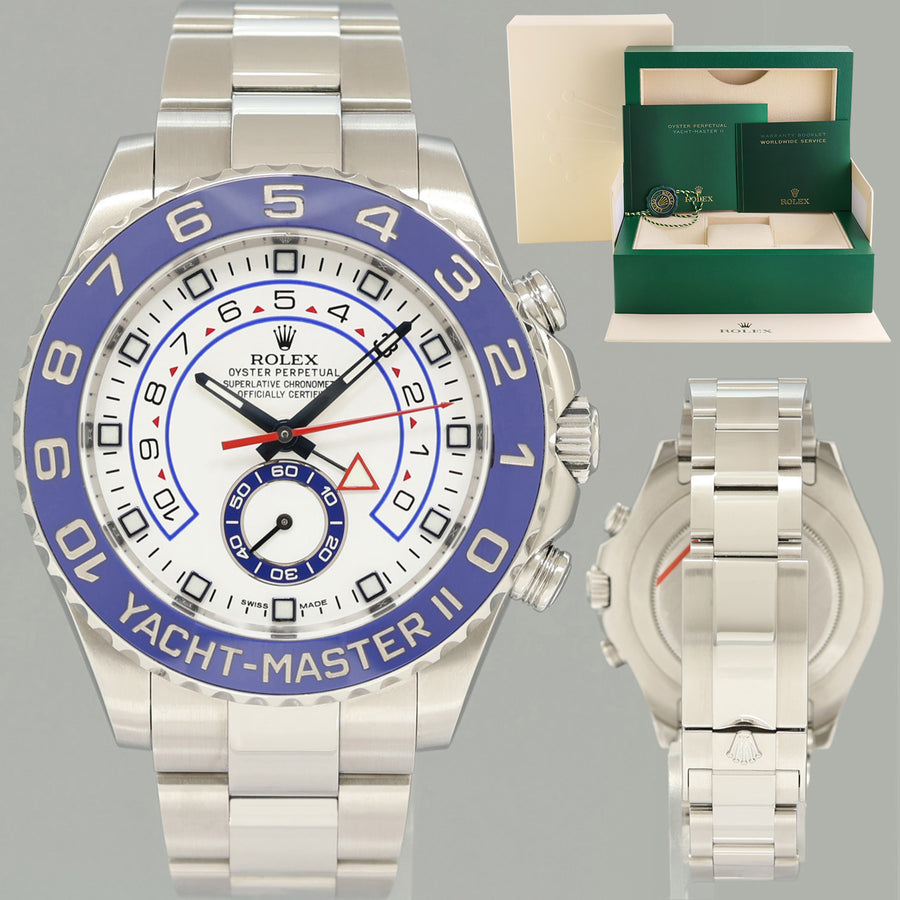 2016 MINT Rolex 116680 Yacht-Master II 44mm Steel White Blue Ceramic Watch Box