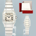 NEW PAPERS CARTIER Santos Galbee 1565 Stainless Steel Quartz 24mm White Roman Box