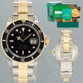 Rolex Submariner Date 16803 Two-Tone Yellow Gold Steel Black 40mm Watch Box