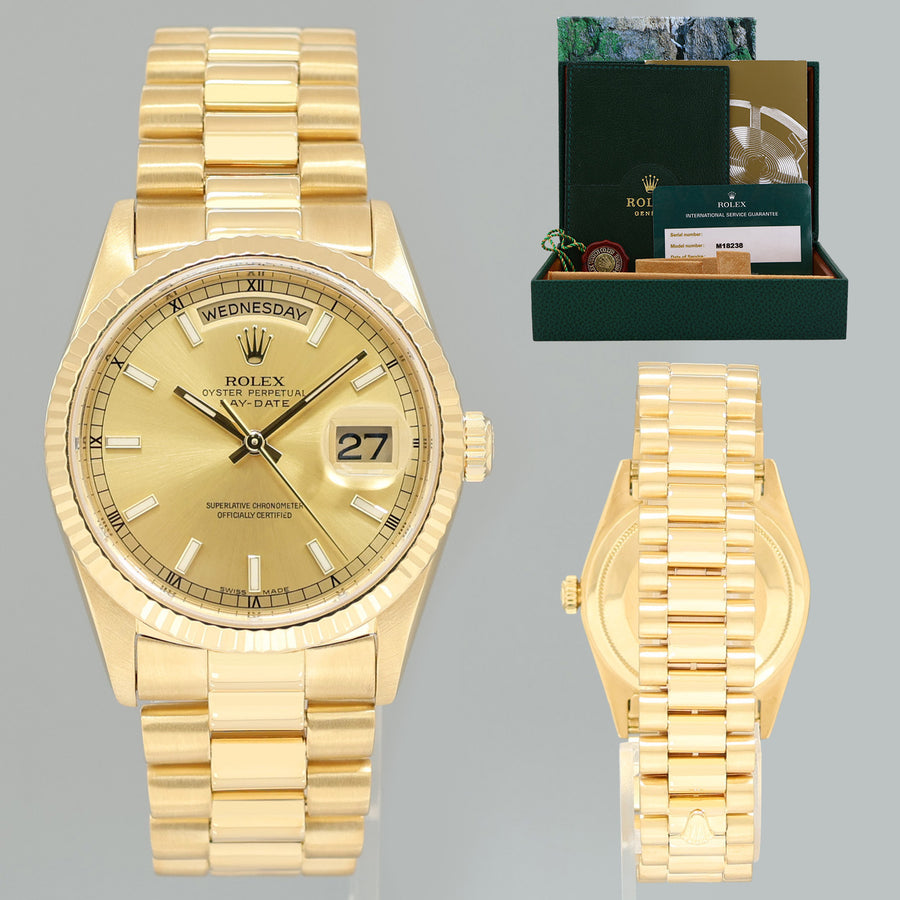 2021 RSC PAPERS Rolex President Day-Date Champagne 18238 Double Quick Gold Watch