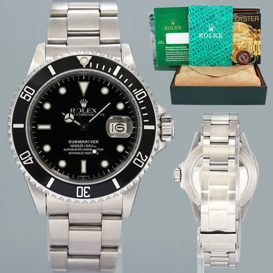 MINT Rolex Submariner Date 16800 Steel Black 40mm Oyster Watch Box