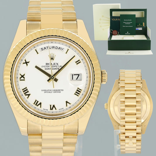 MINT PAPERS Rolex Day Date II President Yellow Gold White Roman 218238 Watch Box