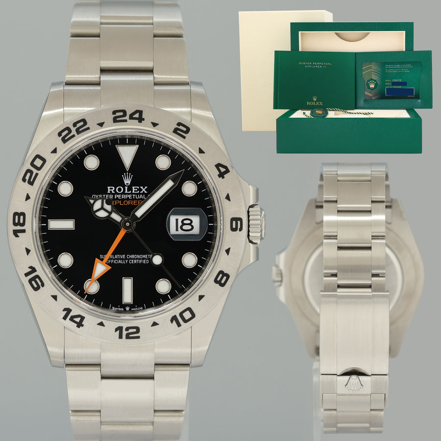 STICKERED NEW PAPERS 226570 Rolex Explorer II 42mm Black Steel 42mm Watch Box