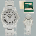 MINT Rolex Oyster 177200 Perpetual 31mm Diamond Pave Iced out Oyster Watch Box