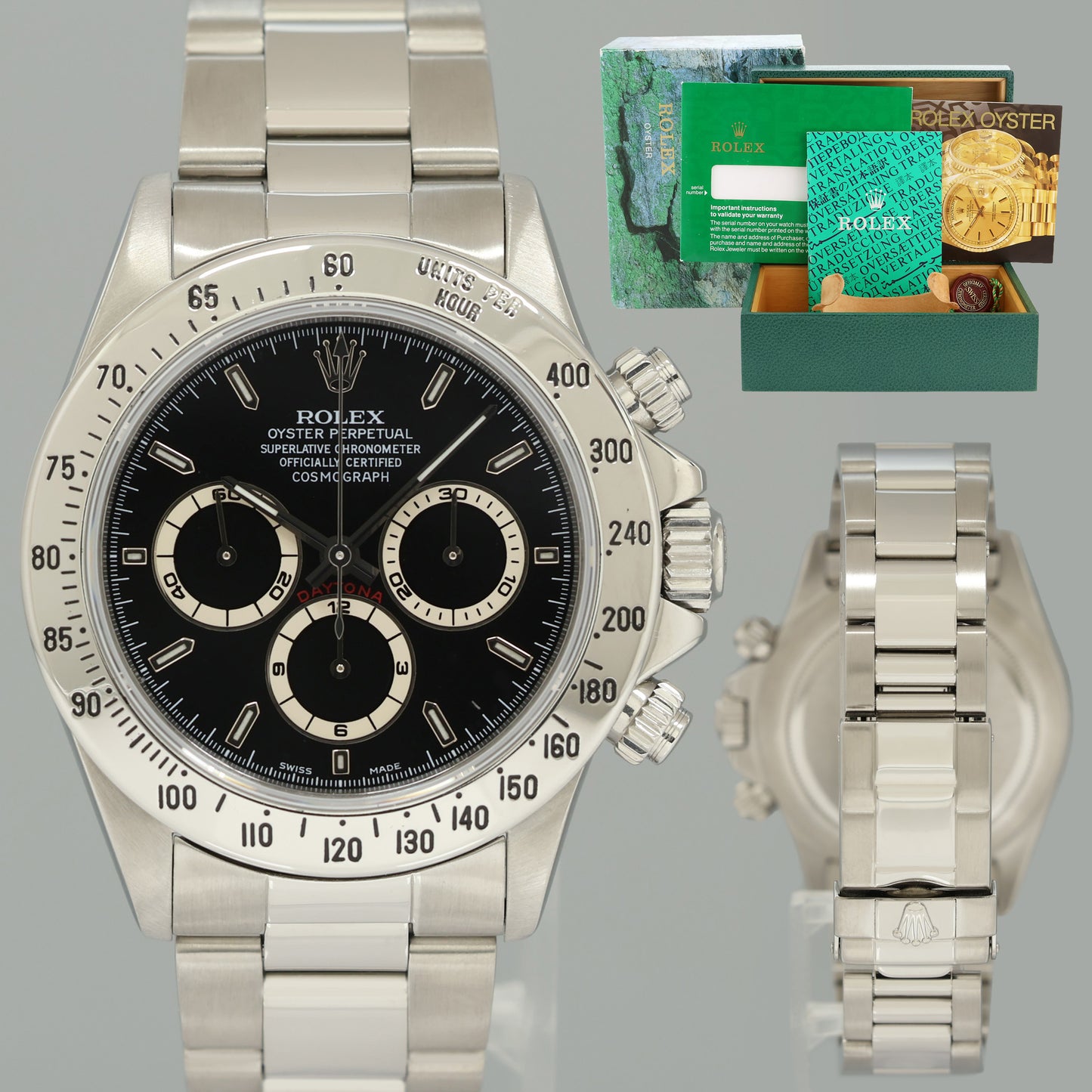 1999 MINT Rolex 16520 Zenith Daytona Black 40mm Chronograph Watch Box