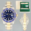 MINT 2015 PAPERS Rolex 116613LB Submariner Blue Ceramic Two Tone Yellow Gold Watch