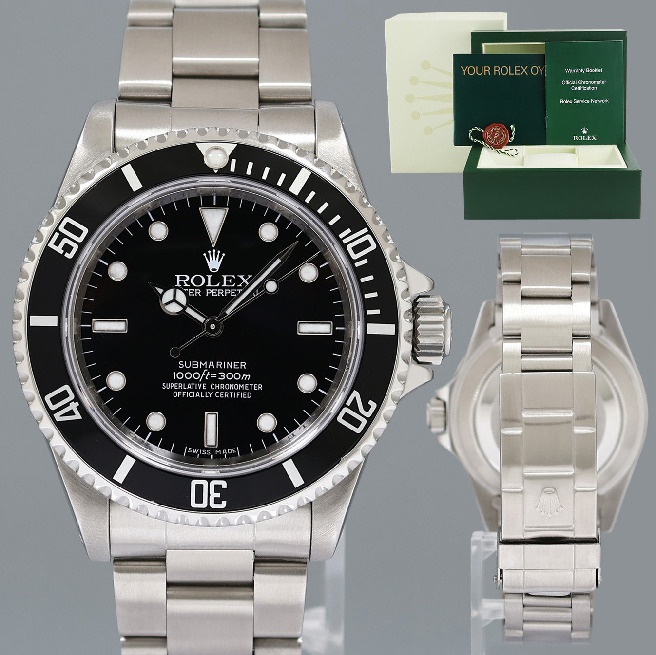 2008 MINT Rolex 14060M Submariner 40mm No-Date 4 Line Steel Black Watch Box