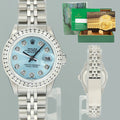 DIAMOND Ladies Rolex 79174 DateJust 26mm Glacier Blue Steel Jubilee Watch
