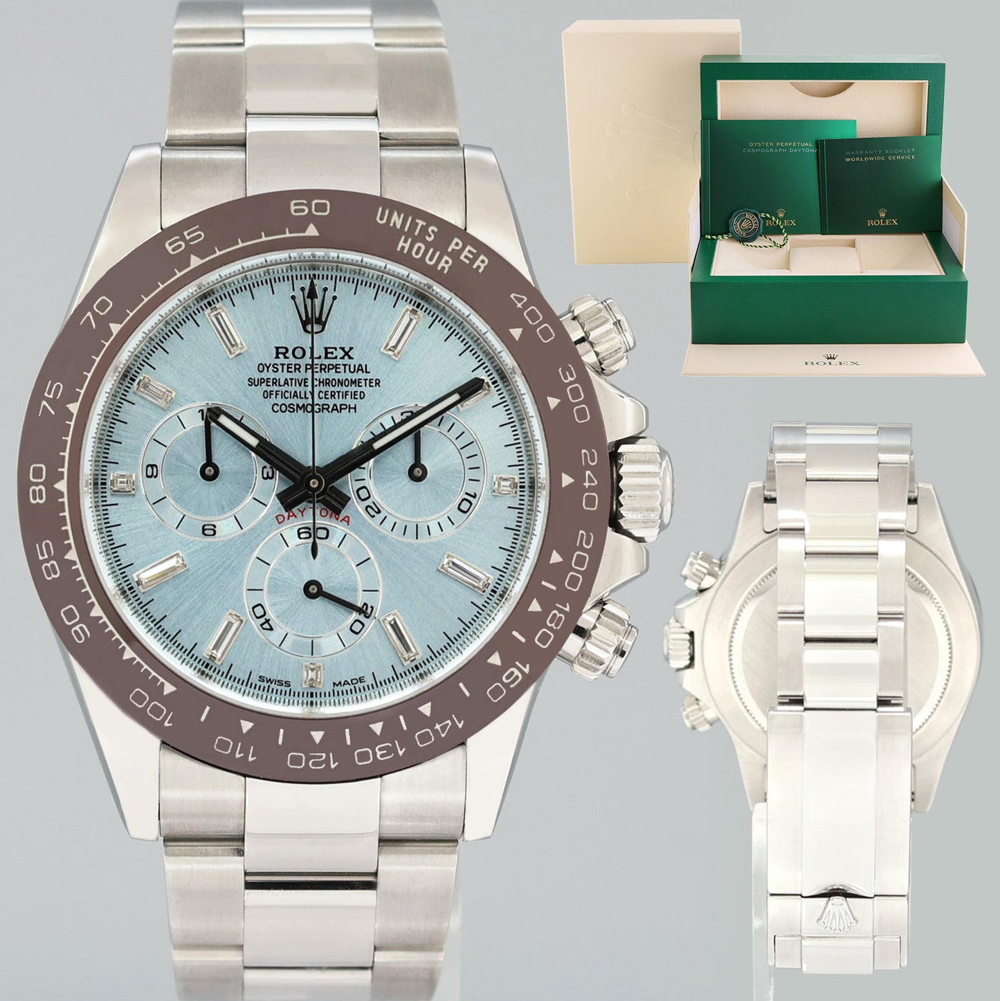 MINT 2013 Rolex Daytona 116520 Glacier Blue Diamond Steel Platona Ceramic 40mm Watch