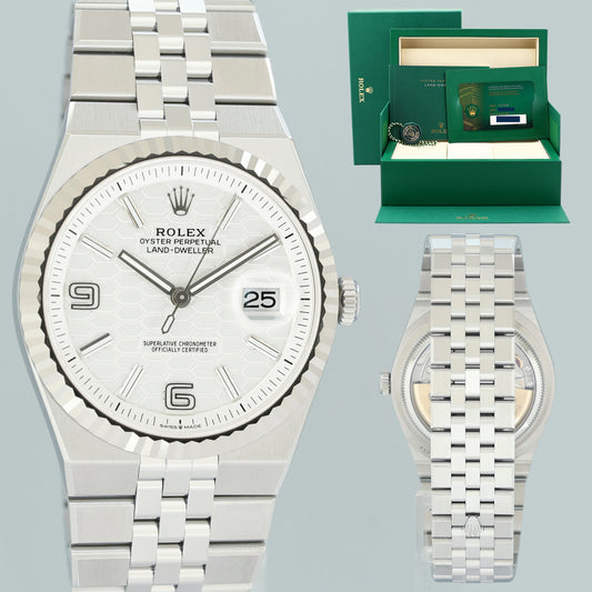 2026 NEW PAPERS 127334 Rolex Land-Dweller Jubilee 40mm White Gold Fluted Watch