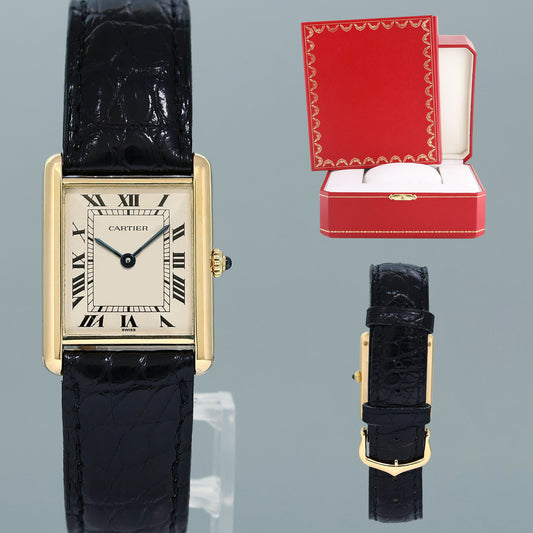 MINT PAPERS Cartier Tank Louis 1140 Large Size 23mm 18k Yellow Gold Mens Watch