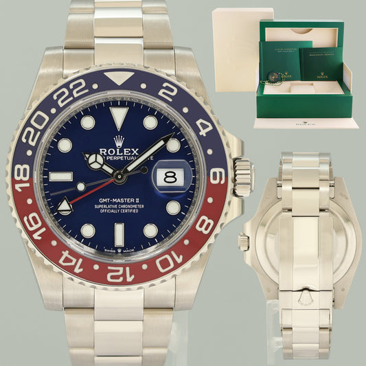 2022 MINT Rolex GMT-Master II 126719 Pepsi Blue Dial White Gold 40mm Watch Box
