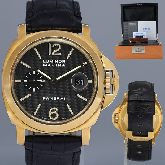 PAPERS Panerai Luminor Marina Automatic PAM00140 Black Carbon Yellow Gold Watch