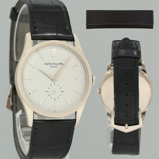 PAPERS MINT Patek Philippe 5196G 37mm white Gold Calatrava Black Leather Watch Box