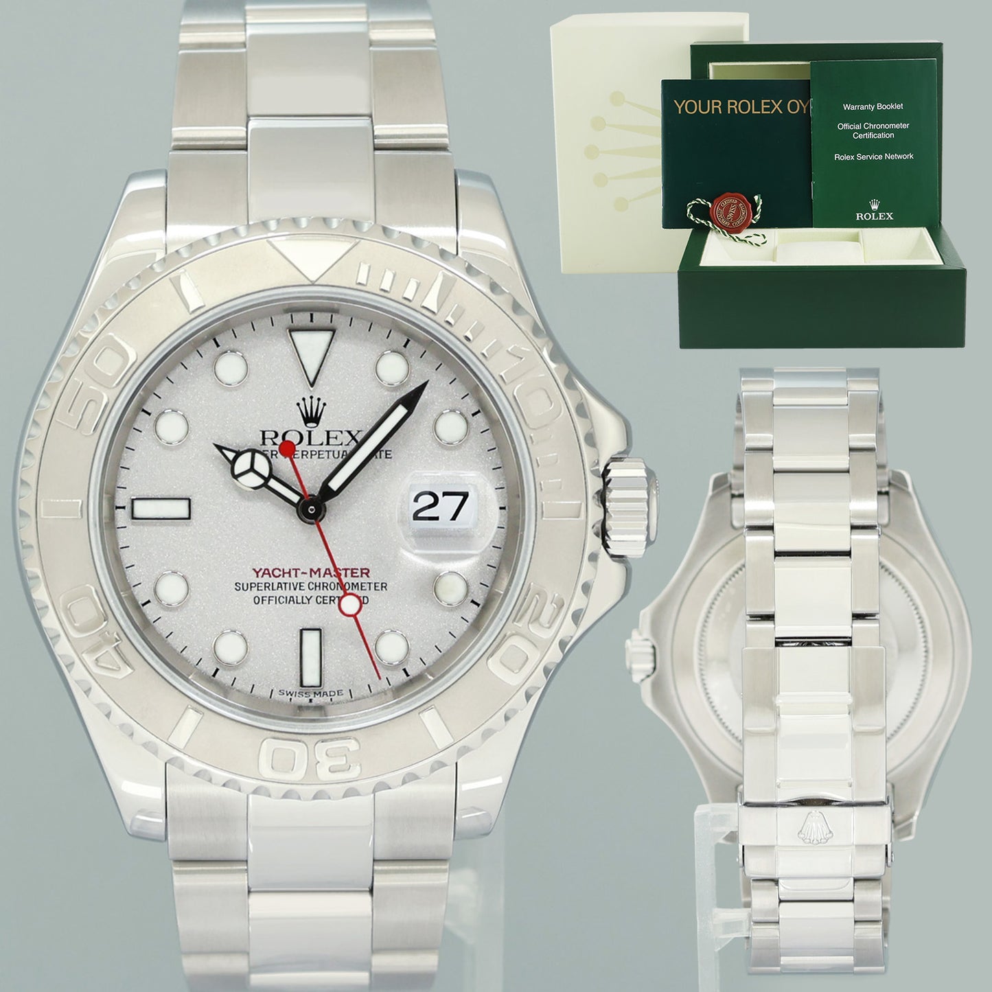 MINT Rolex Yacht-Master 16622 Steel Platinum Bezel Oyster 40mm Watch Box