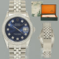 2026 SERVICE Rolex DateJust 1601 Blue Diamond Bezel Dial White Gold Jubilee 36mm Watch