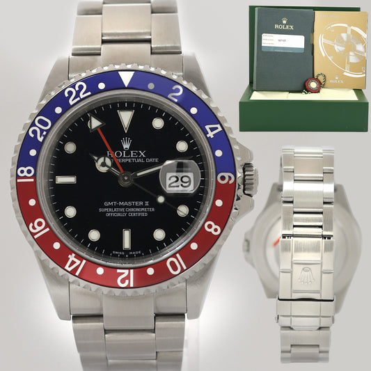 2023 RSC PAPERS Rolex 16710 GMT-Master Pepsi Blue Red 40mm Steel Watch Box
