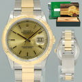 MINT Rolex DateJust 16263 Turn-O-Graph Two Tone Gold Oyster 36mm Watch Box