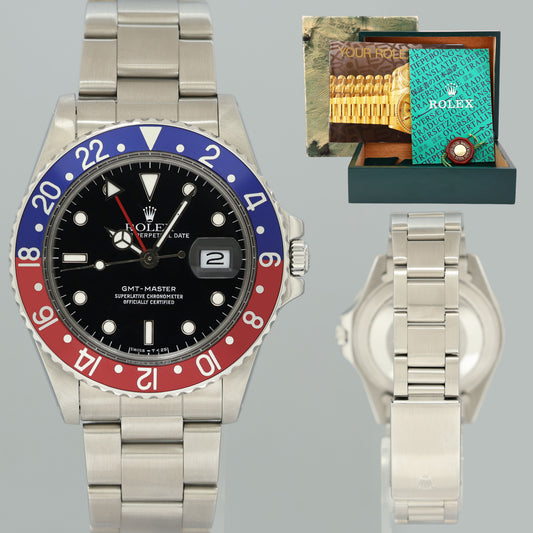 1988 MINT Rolex GMT-Master Pepsi Blue Red 40mm Steel 16750 Watch Box