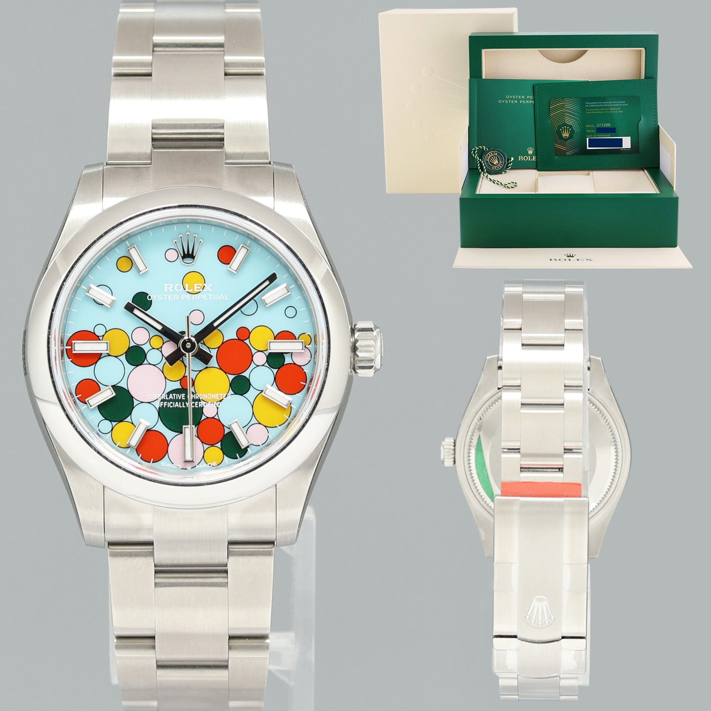 NEW STICKERED 2024 PAPERS Rolex Oyster 277200 Perpetual 31mm CELEBRATION BLUE Watch Box