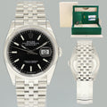 PAPERS 2020 Black Stick Rolex DateJust 36mm 126200 Steel Jubilee Band Watch Box