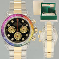 2009 Rolex Daytona 116523 Rainbow Diamond Yellow Gold Steel Sapphire 40mm Watch