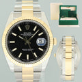 MINT Rolex 126333 DateJust Black Stick 41 Two Tone Yellow Gold 41mm Watch Box