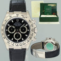MINT Rolex Daytona Black Dial 116519 White Gold 40mm Chrono Watch Box