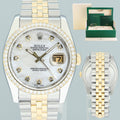 DIAMONDS MINT Rolex DateJust Jubilee Two Tone Gold 36mm 116233 White Diamond Watch