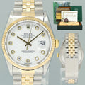 PAPERS MINT Rolex DateJust 16233 Two Tone Yellow Gold Jubilee White Diamond Watch