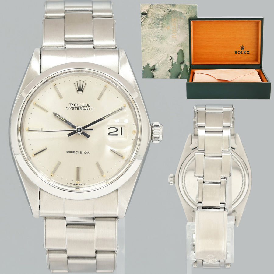 Rolex Oysterdate Steel Silver Dial Manual Wind Oyster 34mm Watch