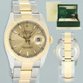 2008 PAPERS MINT Rolex 116233 DateJust Oyster 36mm Two Tone Gold Champagne Watch