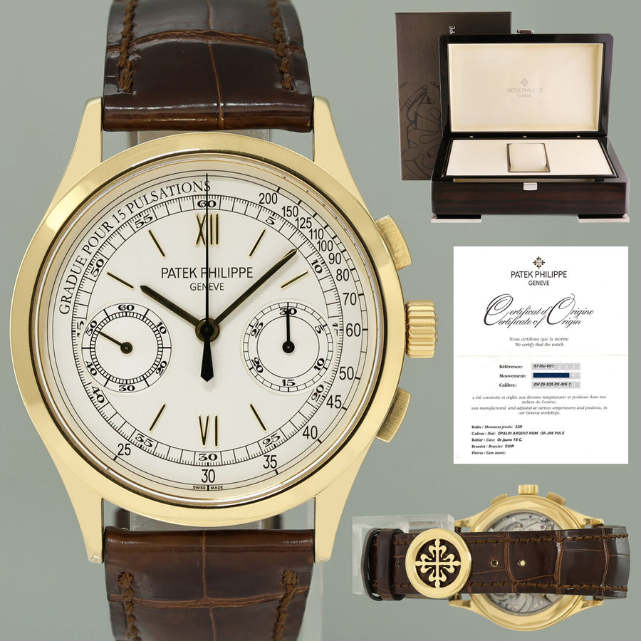PAPERS MINT Patek Philippe 5170J Silver Chrono Yellow Gold Manual Wind 39mm Watch Box