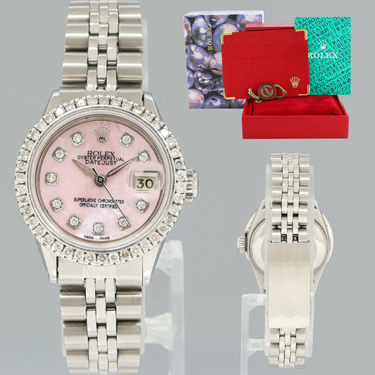 PINK PEARL DIAMOND Ladies Rolex 6517 DateJust 26mm Steel Jubilee Watch Box