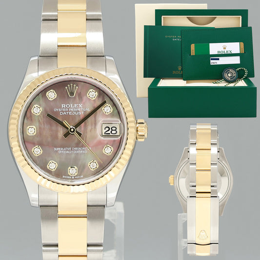 MINT 2020 PAPERS Ladies Rolex DateJust MidSize 31mm Mop Diamond 278273 Watch Box
