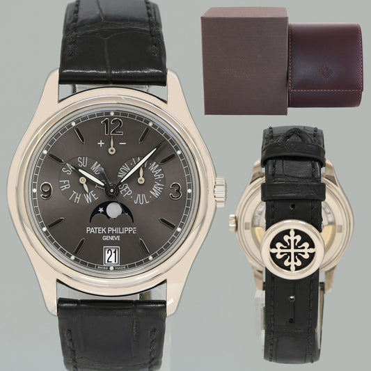 MINT Patek Philippe 5146G White Gold Annual Calendar Grey 39mm Moon Watch Box