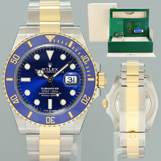 2021 NEW PAPERS Rolex Submariner 41mm Blue 126613LB Two Tone Gold Steel Watch Box
