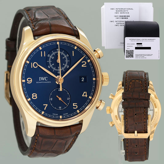 2023 PAPERS MINT IWC Schaffhausen Portugieser Chronograph Bucherer 42mm BLUE Watch