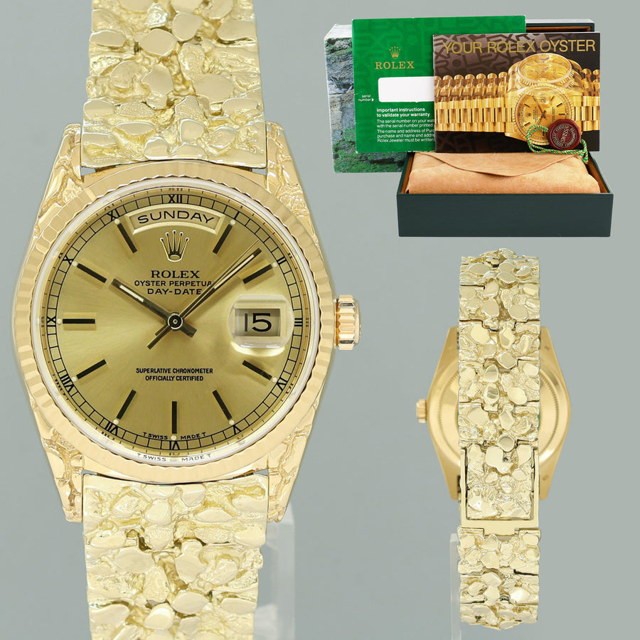 Rolex 18238 President Day-Date Champagne Nugget Double Quickset Yellow Gold Watch