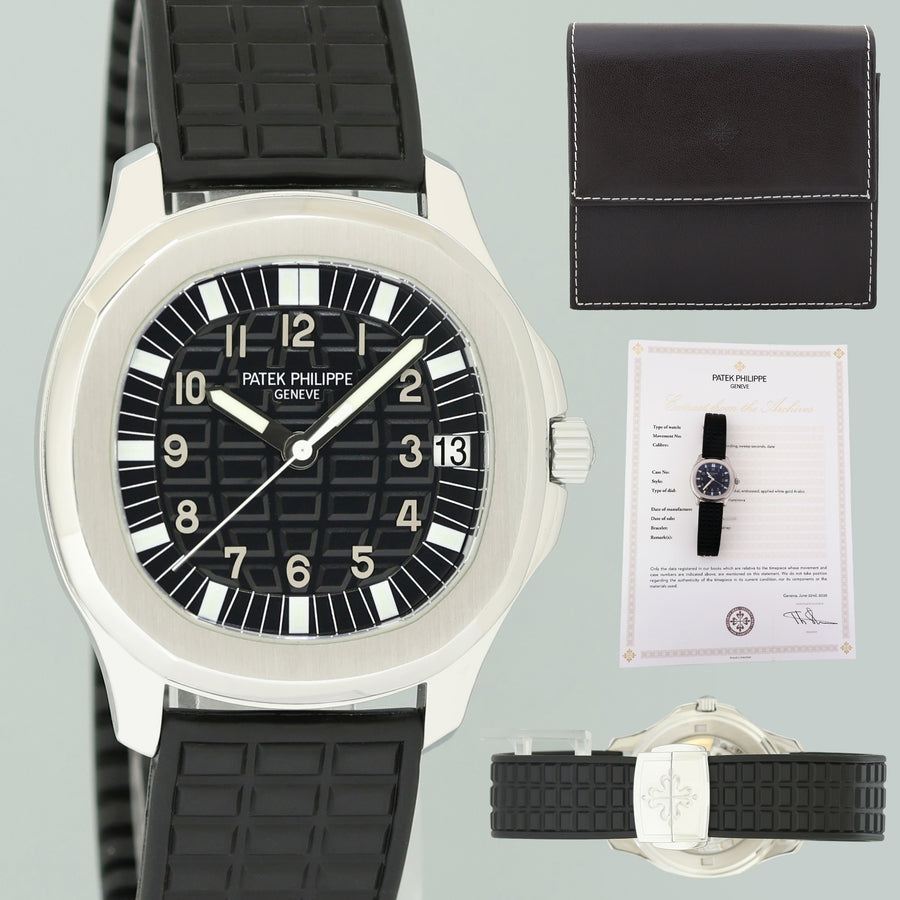 2006 PAPERS Patek Philippe Steel Aquanaut Black Rubber JUMBO 5065a-001 38mm Watch