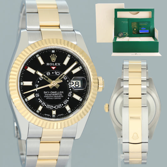 2020 NEW PAPERS Rolex Sky-Dweller 326933 Black Two Tone Gold Steel 42mm Watch Box